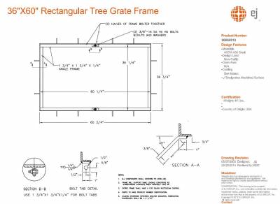 60 x 36" Rectangle Sunray Tree Grate Frame only