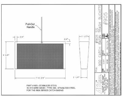 2905 ABT 900 Series Stainless Steel Trash Bucket w/ 1/8" Diameter Holes