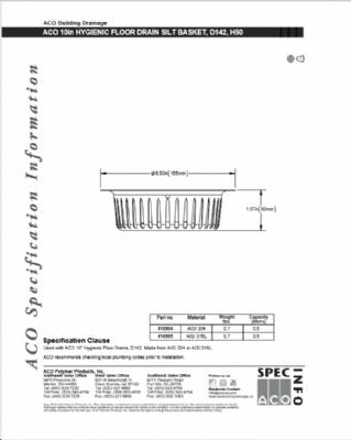 ACO GULLY FLOOR SILT BASKET FOR 10" FLOOR DRAIN [H50] FAT OPTIONAL