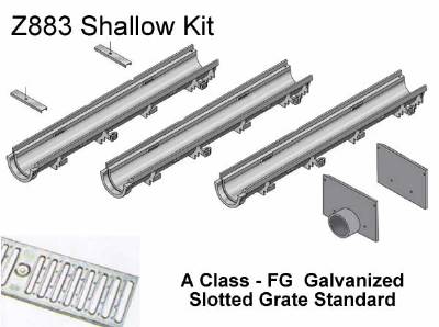 6" Wide Zurn Z883 Shallow Trench Drain Kit 13 Foot Complete