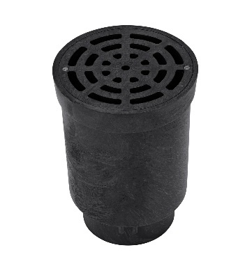 6 in. Round Surface Drain Inlet with Black Plastic Grate