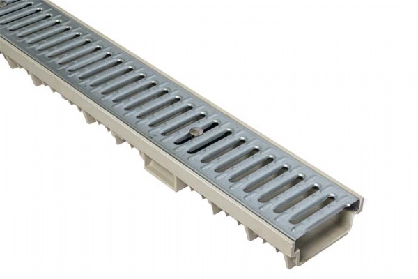 4" Wide SMC-GRP Fiberglass Shallow Trench Drain Kit 16 Foot Complete
