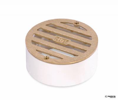 909B 3" Round Grate with PVC Collar Satin Brass