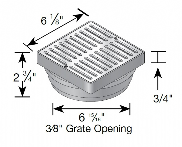 922PB 6" Square Brass Grate w/Styrene Adapter