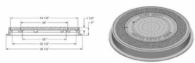 Neenah R-1586 Manhole Frame w/ solid lid and vented center