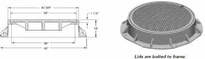 Neenah R-3492-C Airport Manhole Frame, Solid Lid