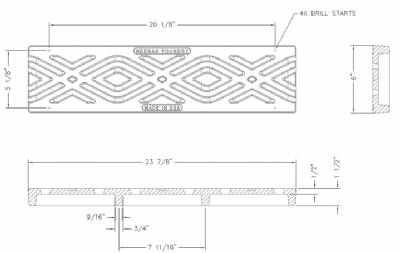 6" Wide River Walk Cast Iron Decorative Trench Grate