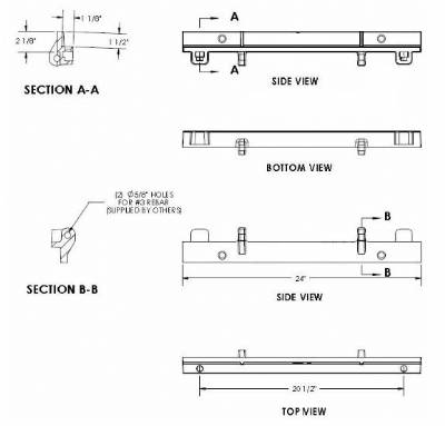 24" Long Trench Rail for 1.5" Seat Thickness