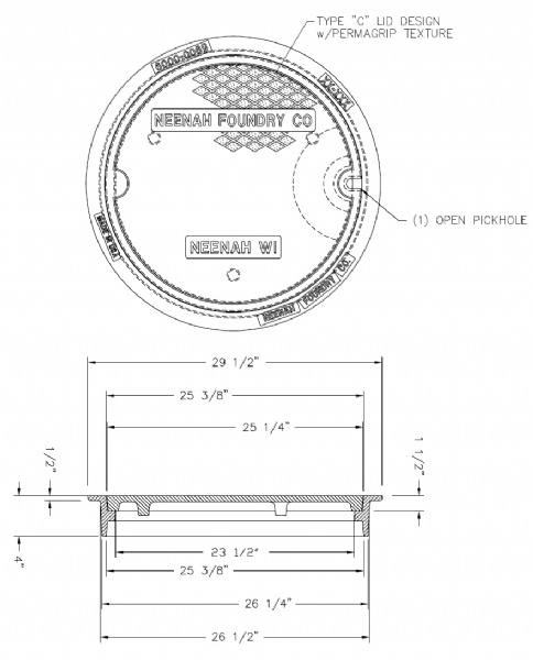 Neenah R-5900-F Solid Manhole Cover with Frame