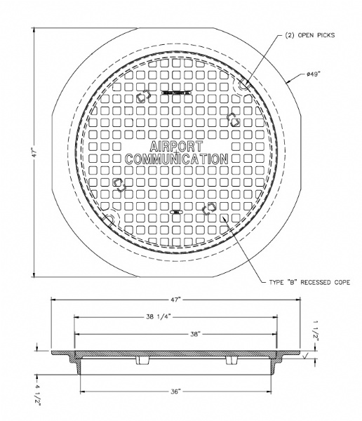 Neenah R-6095 38" Manhole Frame and Lid