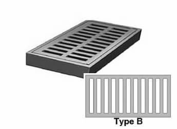 8" Wide Rectangular Type B Grate 1" Deep