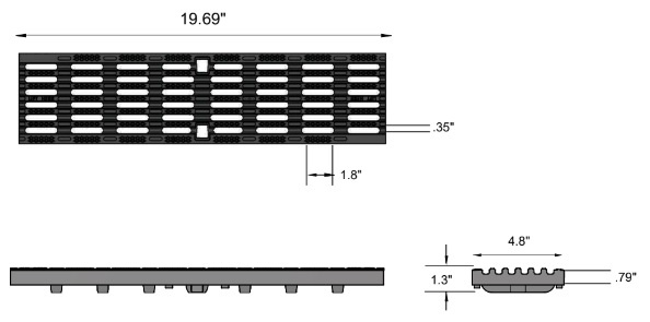 T100 Class A Plastic Longitudinal Slotted Grate 1/2M