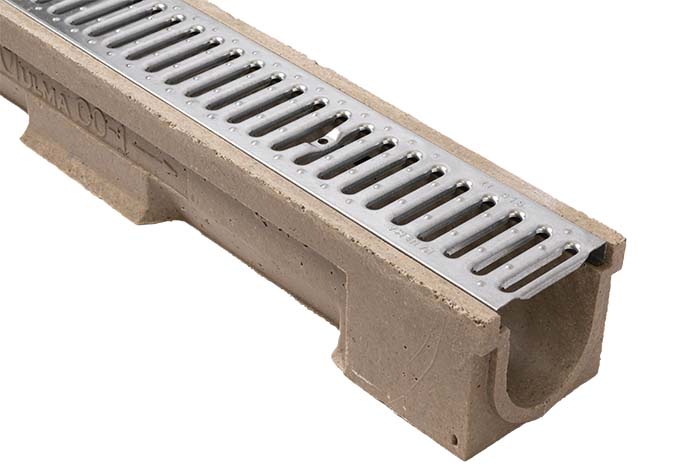 4" Wide D100 Edge Polymer Concrete Trench Drain Kit - 66 Foot Complete