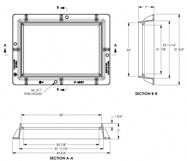 44867010 36 3/4" Inlet Frame Only