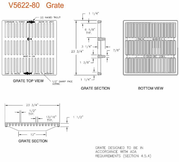 23 11/16" Square ADA Pedestrian Grate