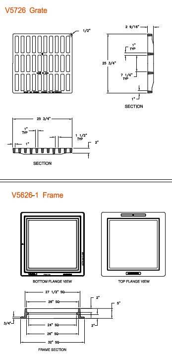 25 3/4" Square Bolted Frame & Grate Assy