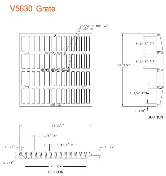 31 3/4" Wide Cast Iron Grate