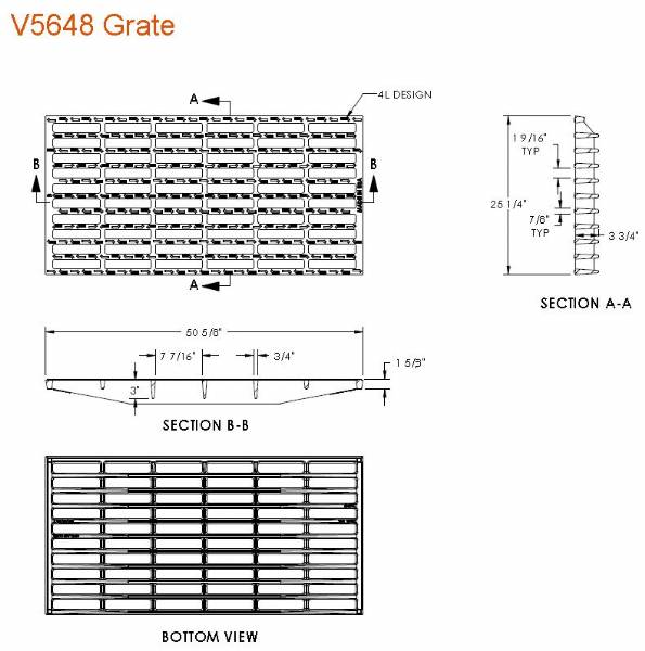 50 5/8 X 25 1/4 Grate Only