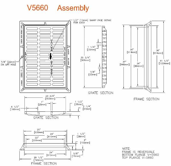 35 3/4 Wide Frame and Grate Assembly