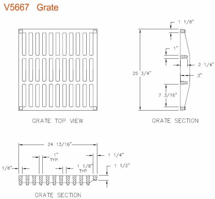 25 3/4 Wide  Grate Only