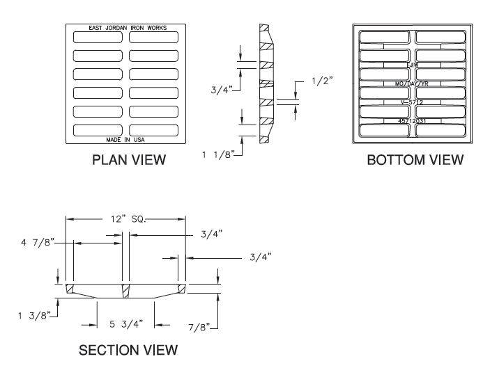 12" X 12" Square Grate 1" Deep