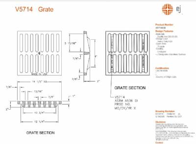 14 1/2" X 14 1/2" Square Grate 1" Deep