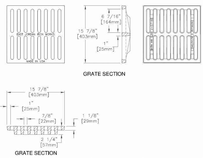 15 7/8" X 15 7/8" Square Grate 1 1/8" Deep