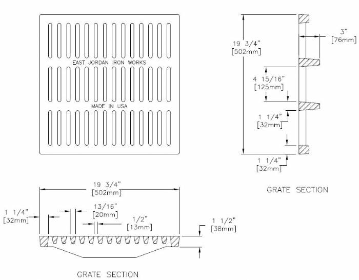 19 3/4" X 19 3/4" Square ADA Pedestrian Grate 1 1/2" Deep