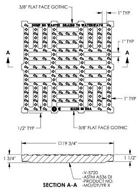 19 3/4" X 19 3/4" Square Grate 1 1/2" Deep