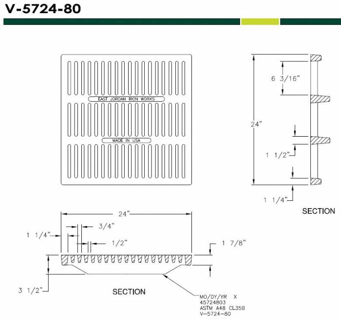 24" X 24" Square ADA Pedestrian Grate 1 7/8" Deep