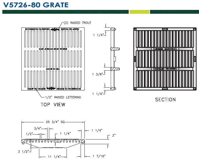 25 3/4" X 25 3/4" Square ADA Pedestrian Grate 2" Deep