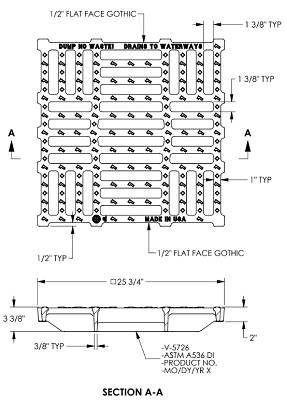 25 3/4" X 25 3/4" Square Grate 2" Deep