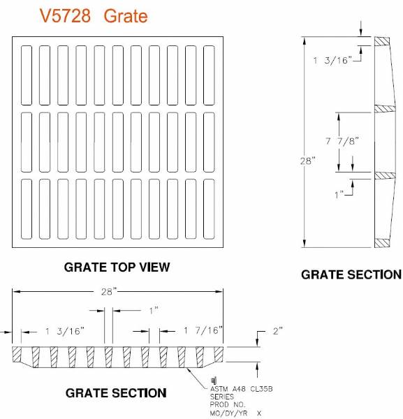 28" Wide Cast Iron CI grate