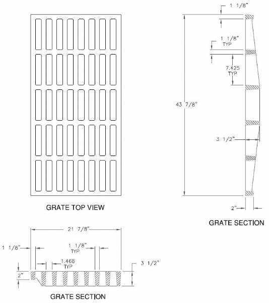 44" Wide Ductile Iron Grate w/ Frame