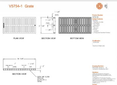 17 7/8" x 35 7/8" x 2" CI Grate