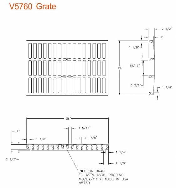 24" Wide CI Grate