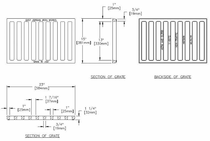 15" Wide Non Traffic CI Grate