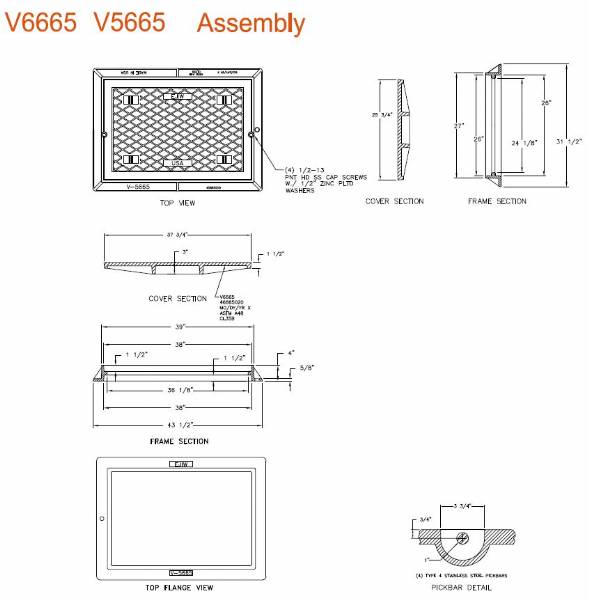 25 3/4" Wide 4" TallManhole Assembly