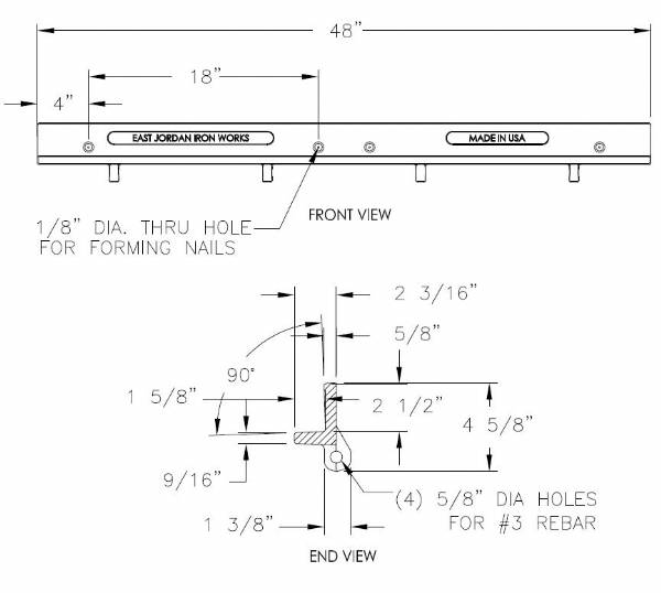 48" Trench Rail 2 1/2" Seat Thickness