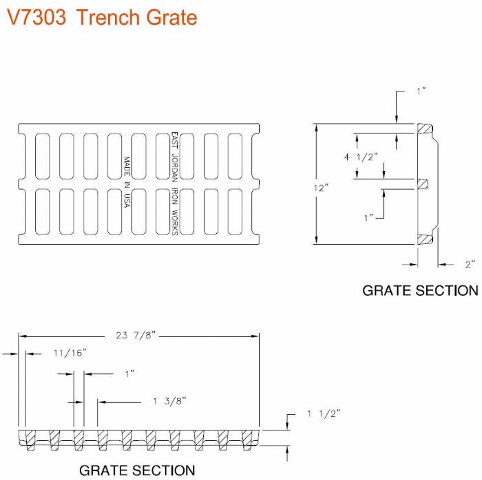 12" Wide Cast Iron Grate