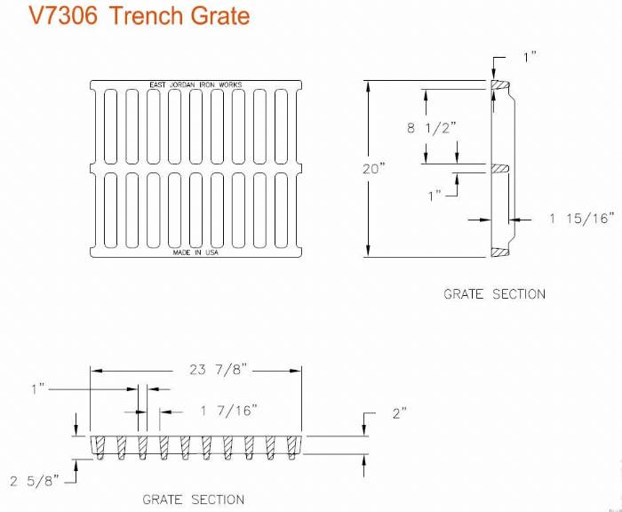 20" Wide Cast Iron Grate