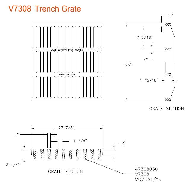 26" Wide Cast Iron Grate