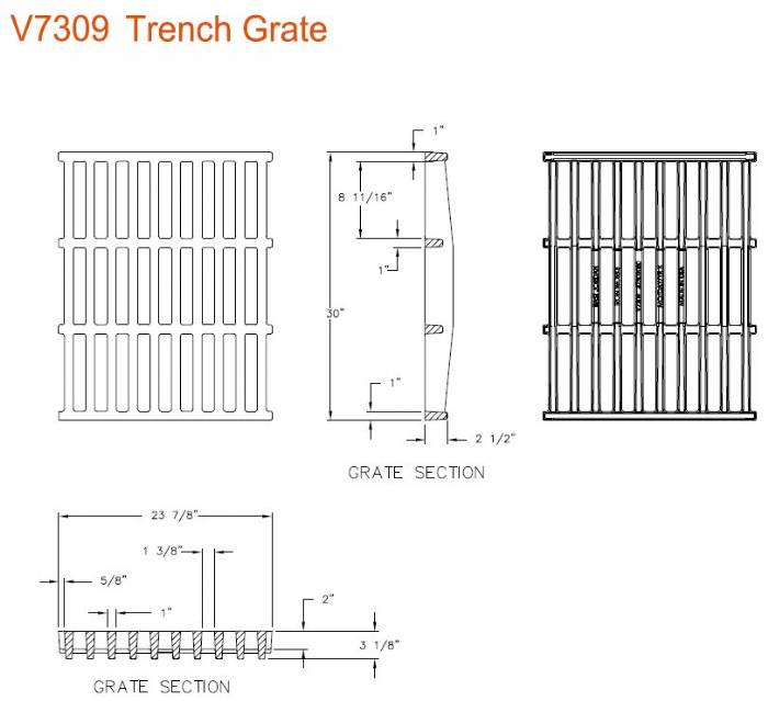 30" Wide Cast Iron Grate