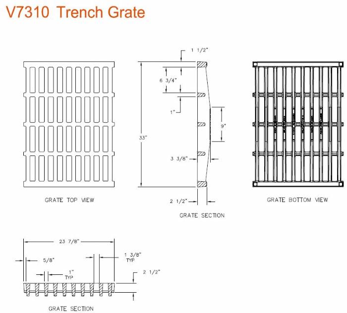 33" Wide Cast Iron Grate