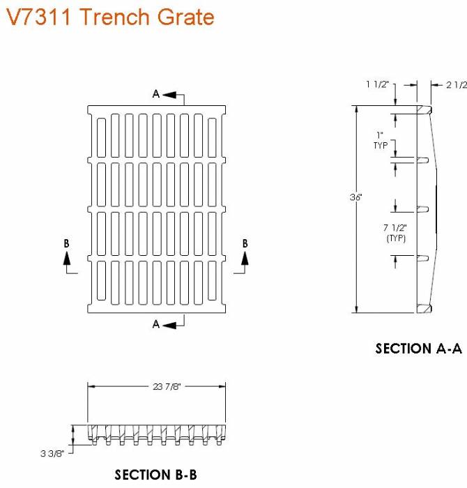 36" Wide Cast Iron Grate