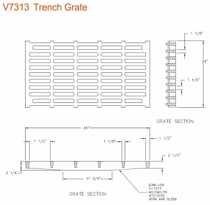 45" Wide Cast Iron Grate