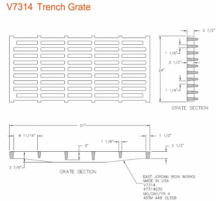 51" Wide Cast Iron Grate