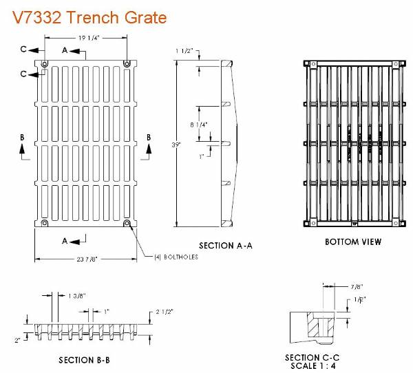 39" Wide Trench Grate
