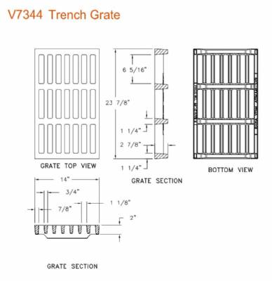 14" Wide Cast Iron Grate