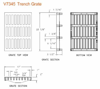 17" Wide Cast Iron Grate